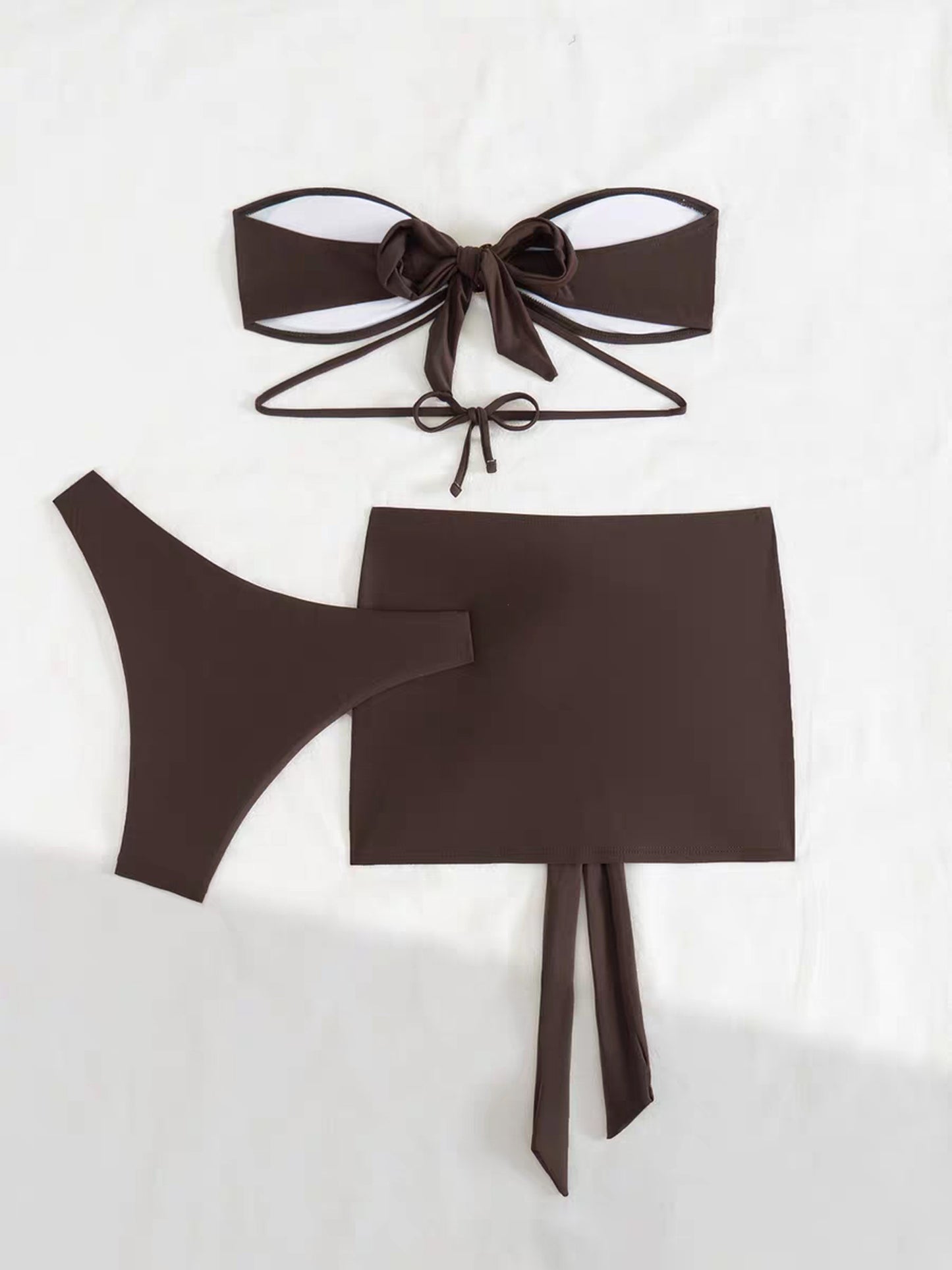 Swimwear- The Shadow 3 Pcs Set Dark Brown