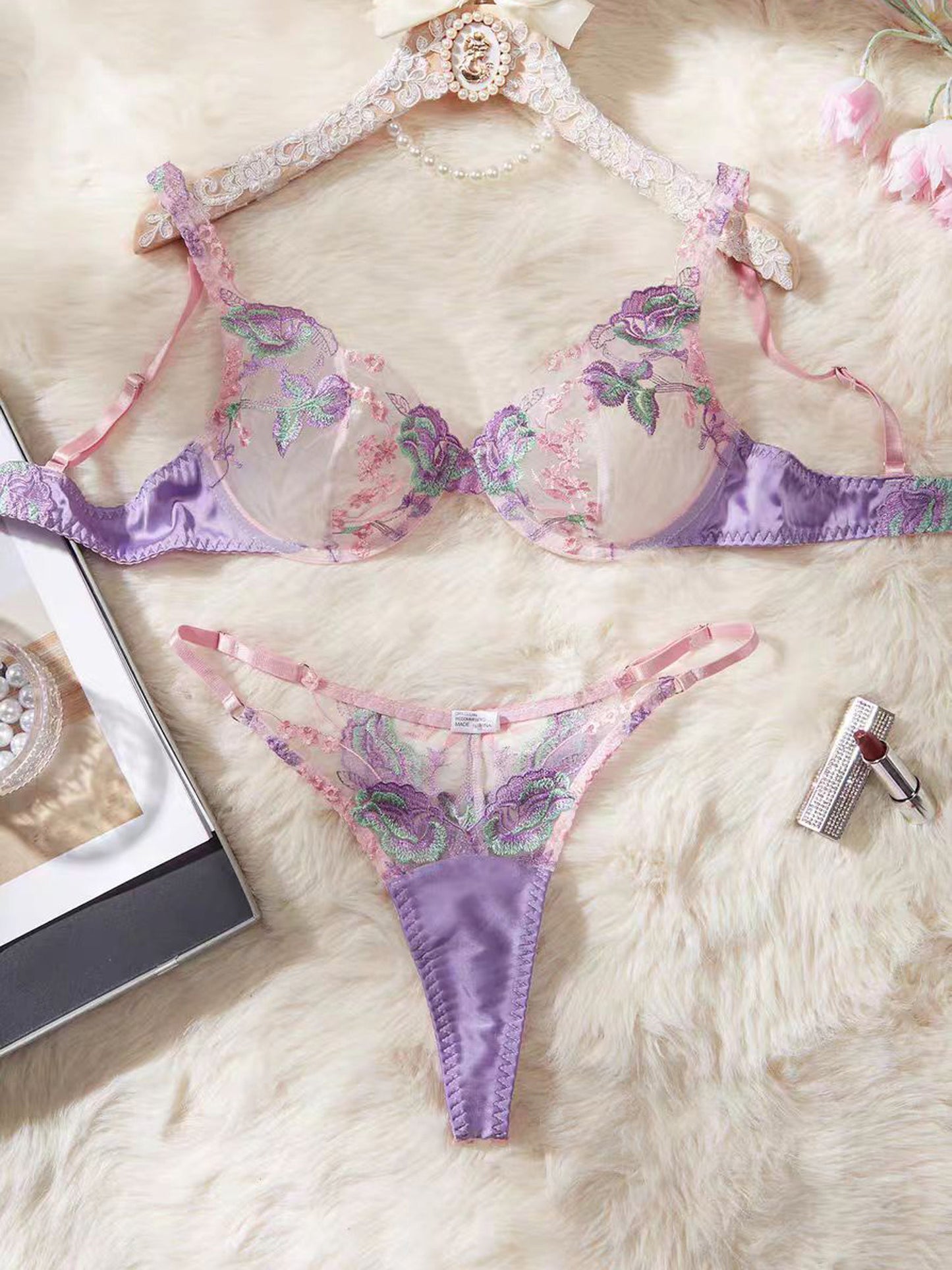 Elytra- Light Purple Ultra-Thin Transparent 2 Piece Lingerie Set