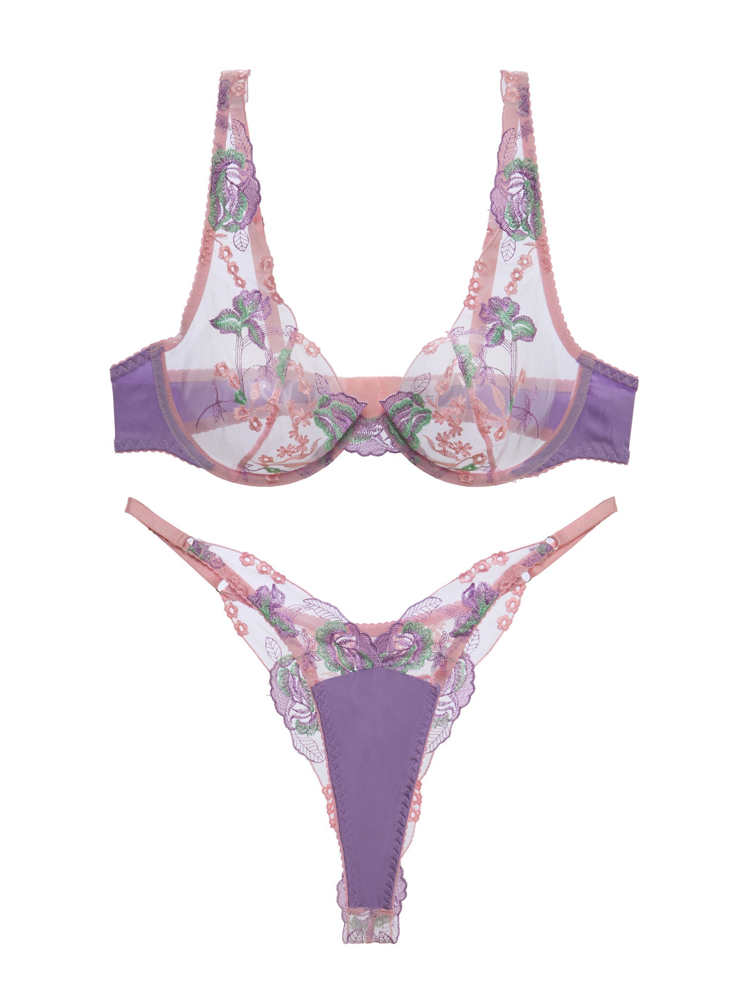 Elytra- Light Purple Ultra-Thin Transparent 2 Piece Lingerie Set